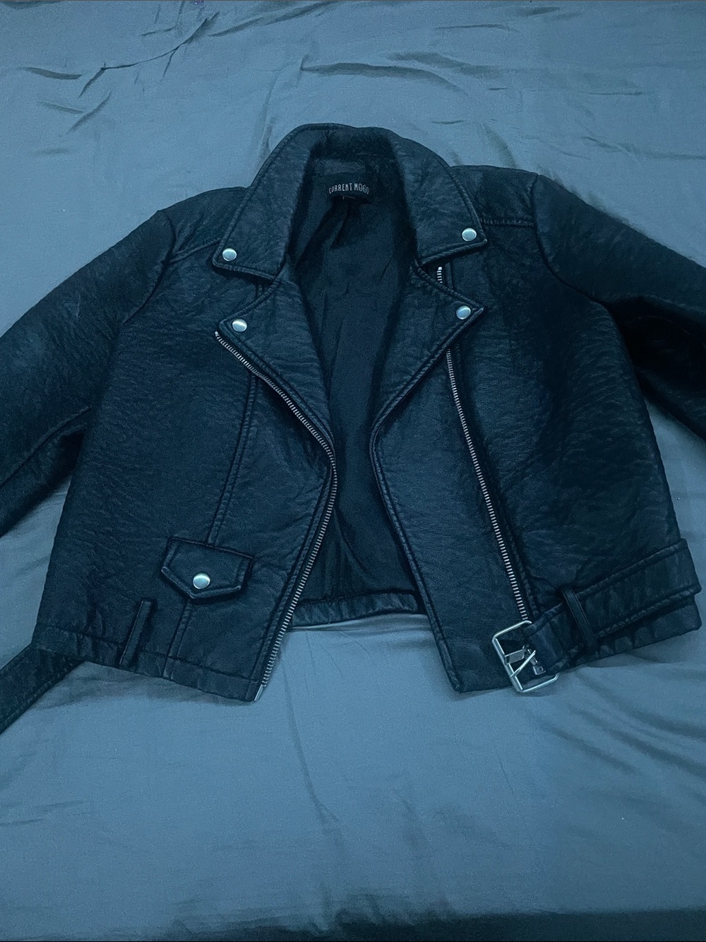 Current Mood Black Faux Leather Moto Jacket